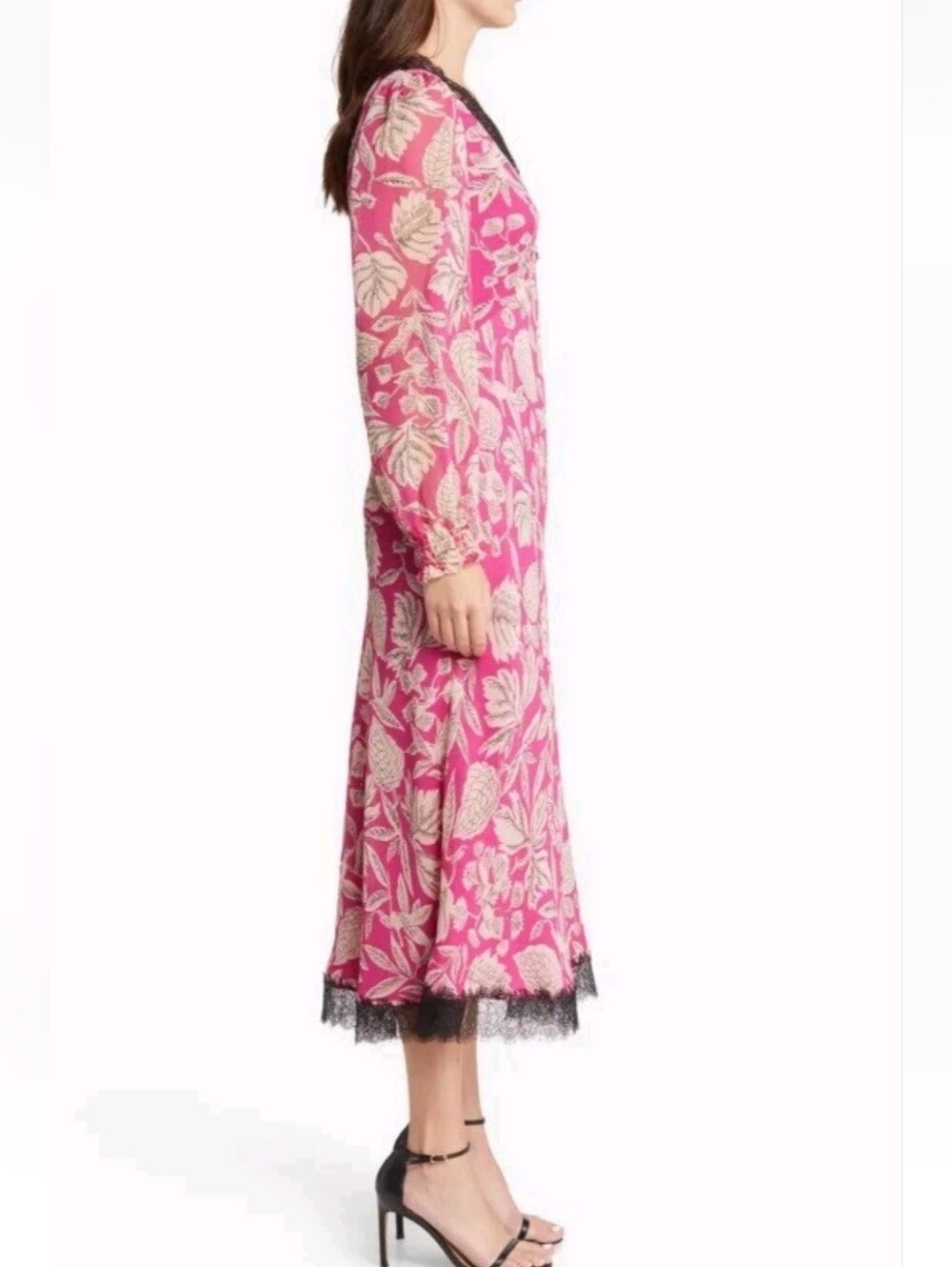 NWT TED BAKER | $325 Izobele Lace Trim Midi Dress - Ted Sz 3 - Picture 8 of 10